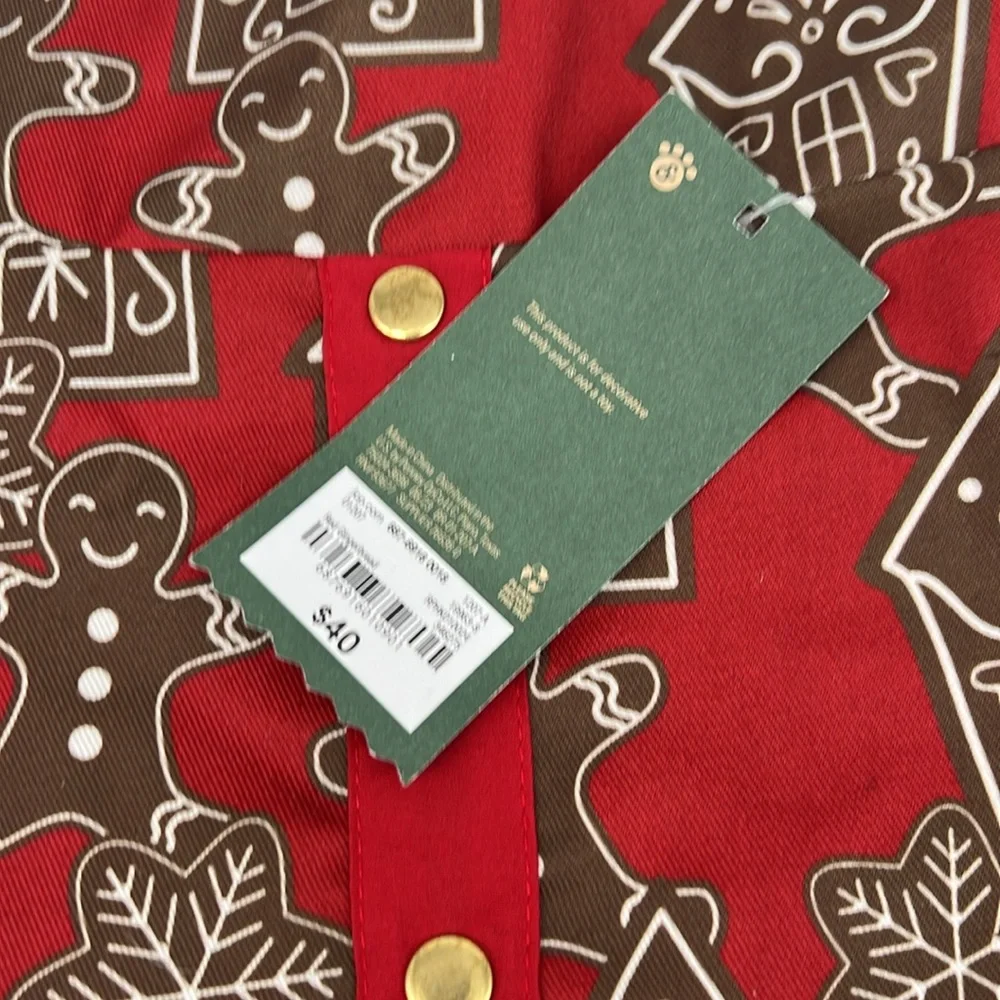 Paw &‎ Tail Red Gingerbread Dog Vest with Tan Sherpa Fur Hook & Loop Close Large